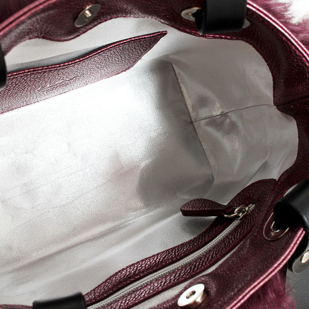 Mongolian Sheepskin Tote Crushed Raspberry