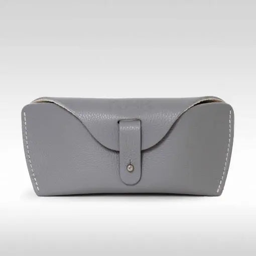 Dove Grey Leather Glasses Case