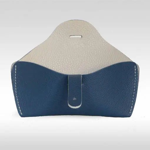 Denim Blue Leather Glasses Case