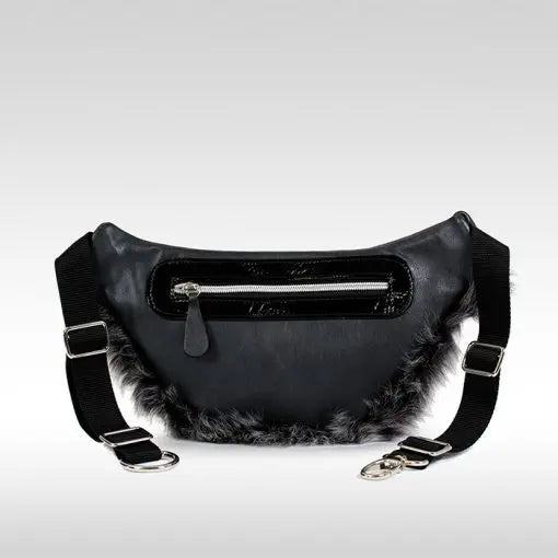 Fur Crossbody Bumbag Black