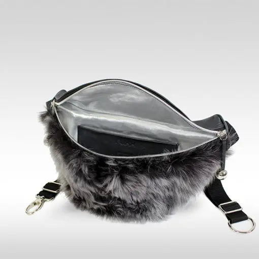 Fur Crossbody Bumbag Black