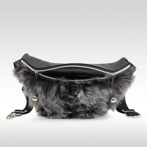 Fur Crossbody Bumbag Black