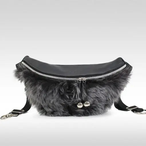 Fur Crossbody Bumbag Black