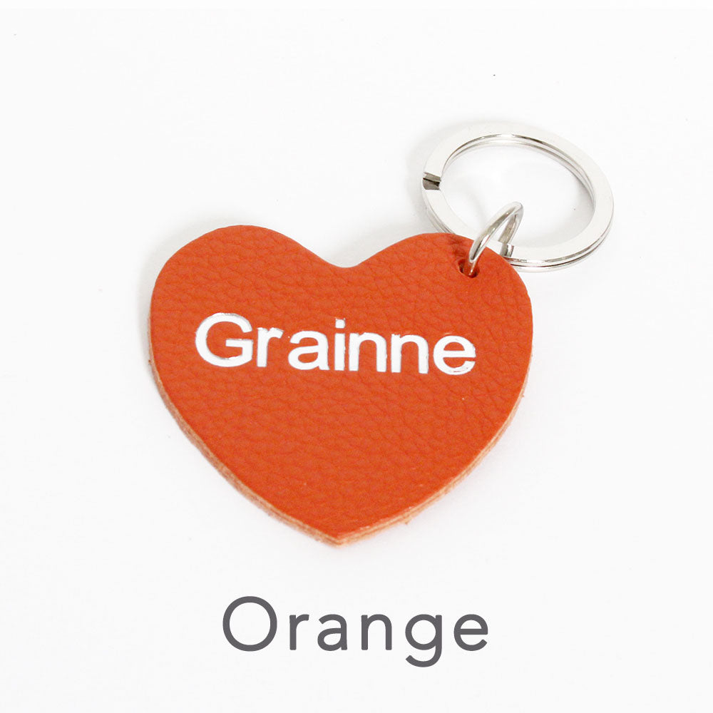 Orange heart shaped keyring personalised