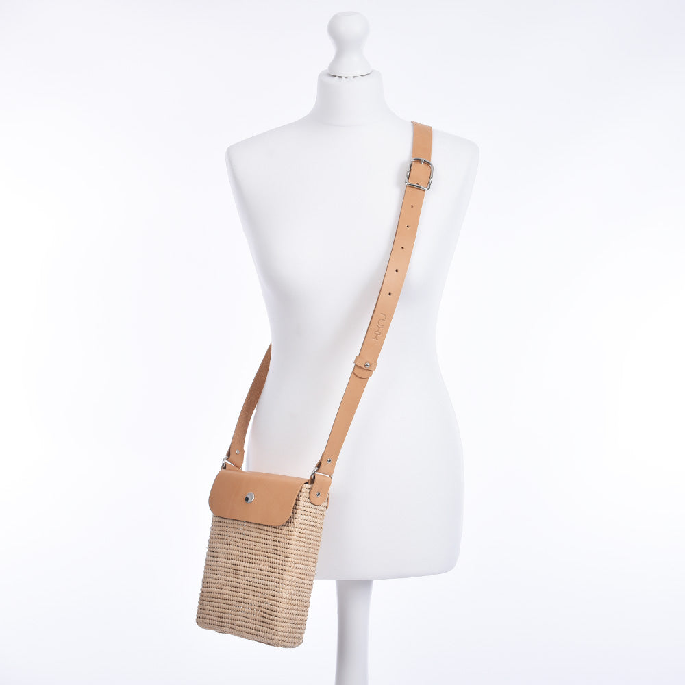 Raffia Box bag Camel
