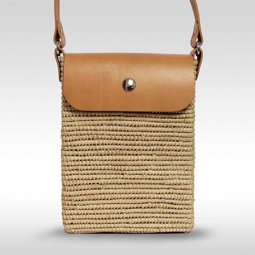 Raffia Box bag Camel
