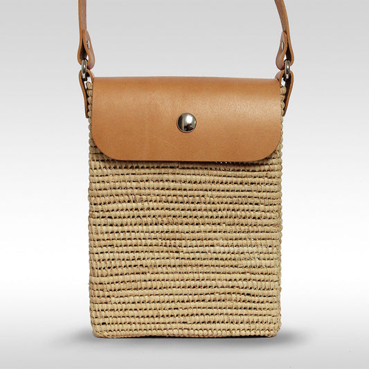Raffia Box bag Camel