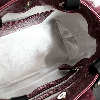 Mongolian Sheepskin Tote Crushed Raspberry