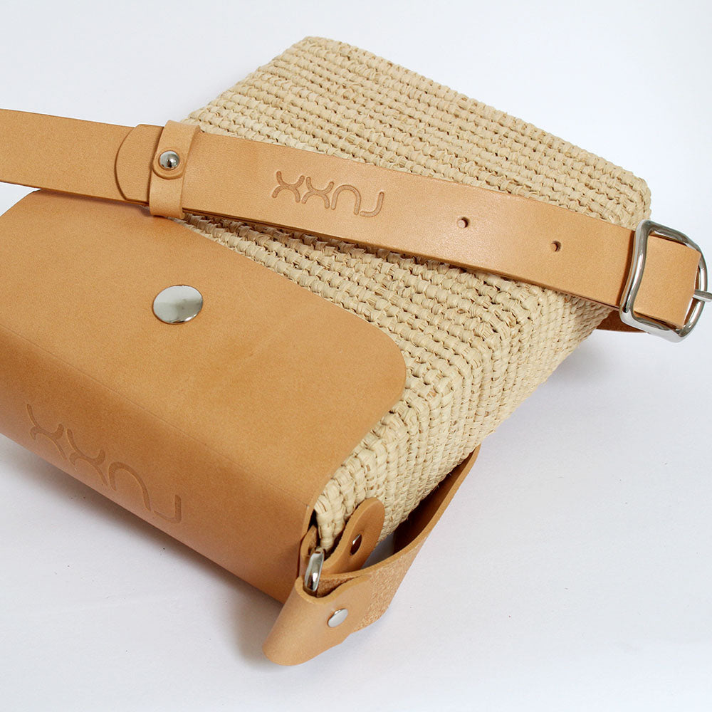 Raffia Box bag Camel