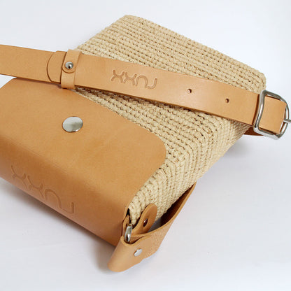 Raffia Box bag Camel