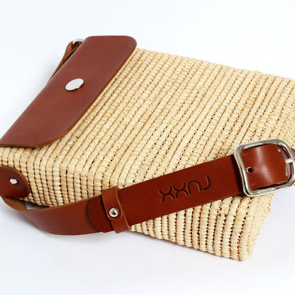 Raffia Box bag Tan
