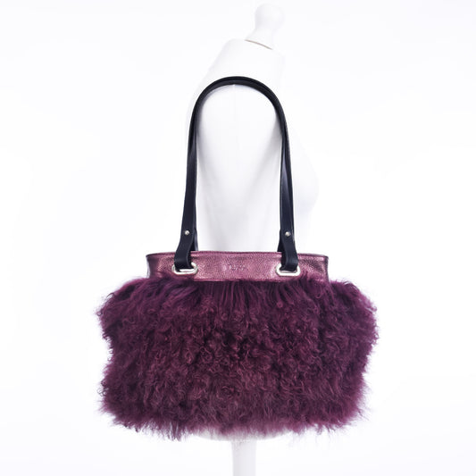 Mongolian Sheepskin Tote Crushed Raspberry